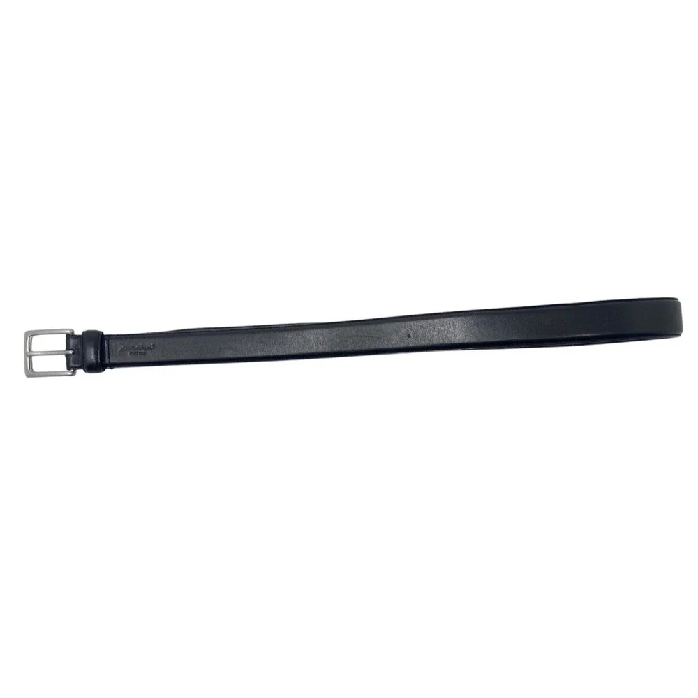 Eddie Bauer Mens Black Leather Dress Belt Size 36 Career Casual Business Logo
